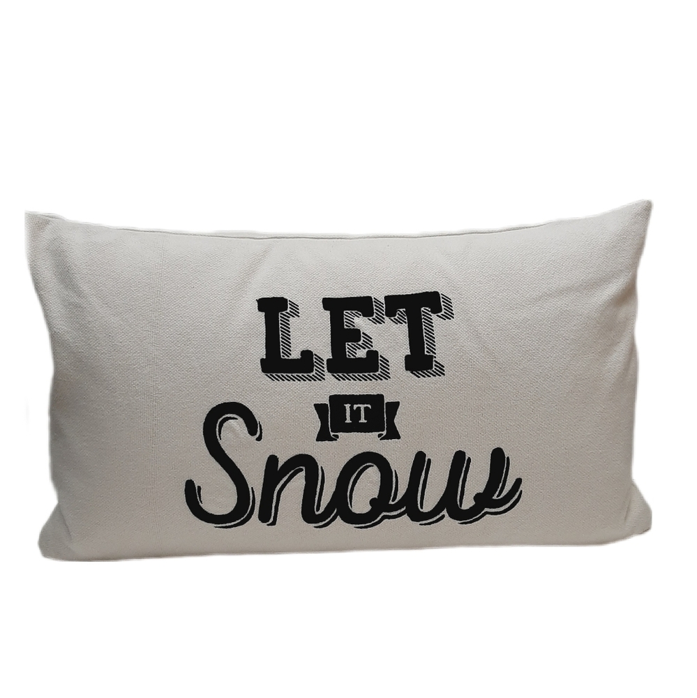 🍒 LET IT SNOW Decorative Toss Cushion Feather Insert INDIGO Black & White B&W